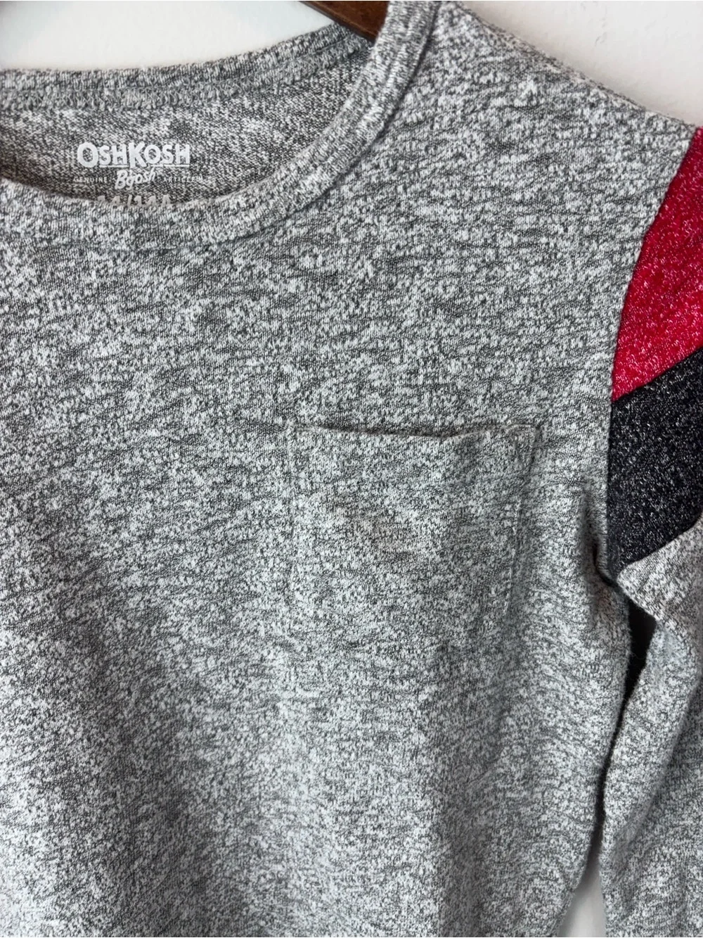 OshKosh B'gosh Boys 14/14A Gray Colorblock Long Sleeve Pocket Red Black